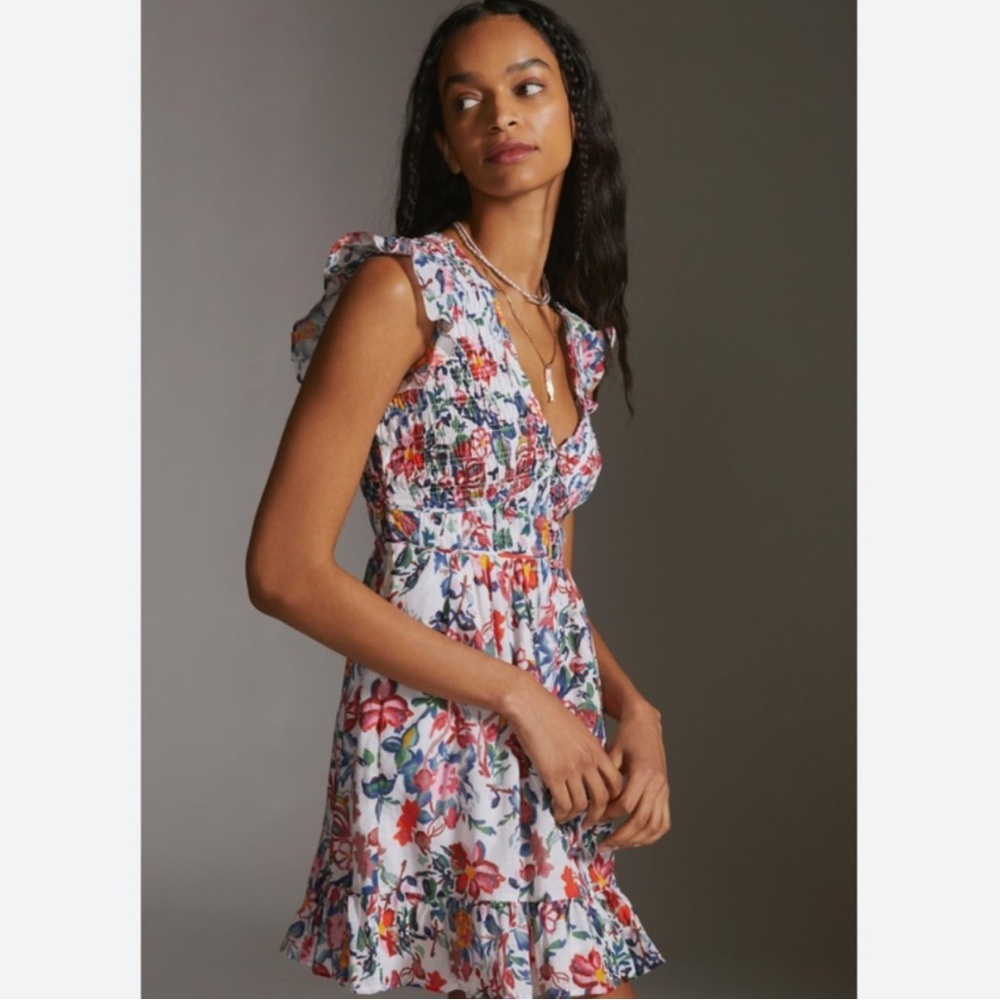 Anthropologie Floral Mini Dress - Multicolor